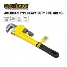 Crownman 10" American Type Heavy Duty Pipe Wrench with Dipped Handle